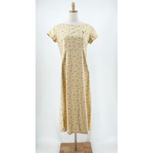 VTG 90s Villager Sport Denim Babydoll Maxi Dress 10P Cottagecore Floral Farmcore